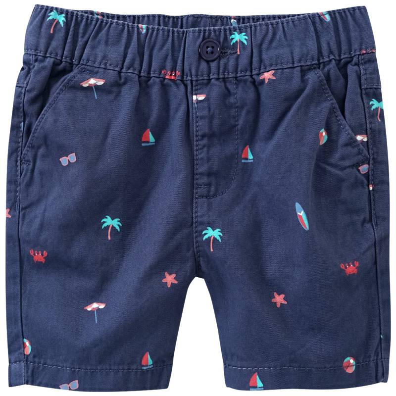 Baby Bermuda-Shorts mit Strand-Motiven von Topomini