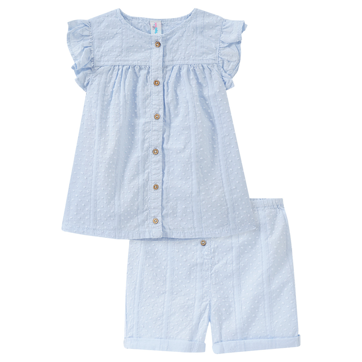 Baby Bluse und Shorts mit Punkte-Struktur Baby Bluse und Shorts mit Punkte-Struktur von Topomini