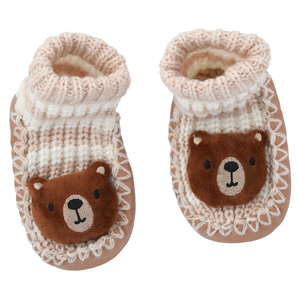 Baby Hausschuhe mit Bär-Applikation Baby Hausschuhe mit Bär-Applikation von Topomini