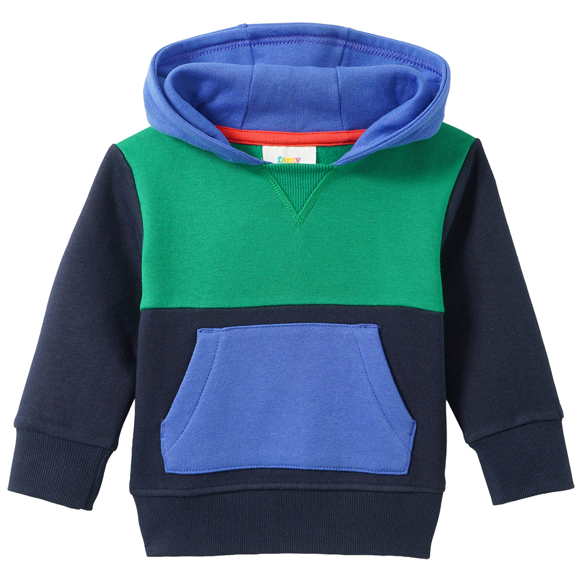 Baby Hoodie mit Farbteilern Baby Hoodie mit Farbteilern von Topomini