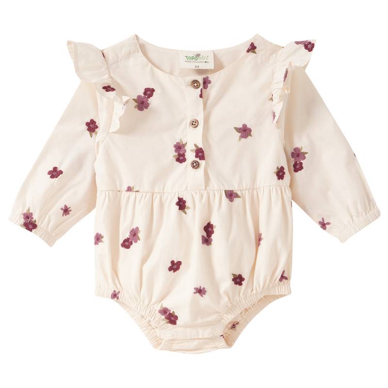 Baby Langarmbody mit Blumen-Stickerei Baby Langarmbody mit Blumen-Stickerei von Topomini