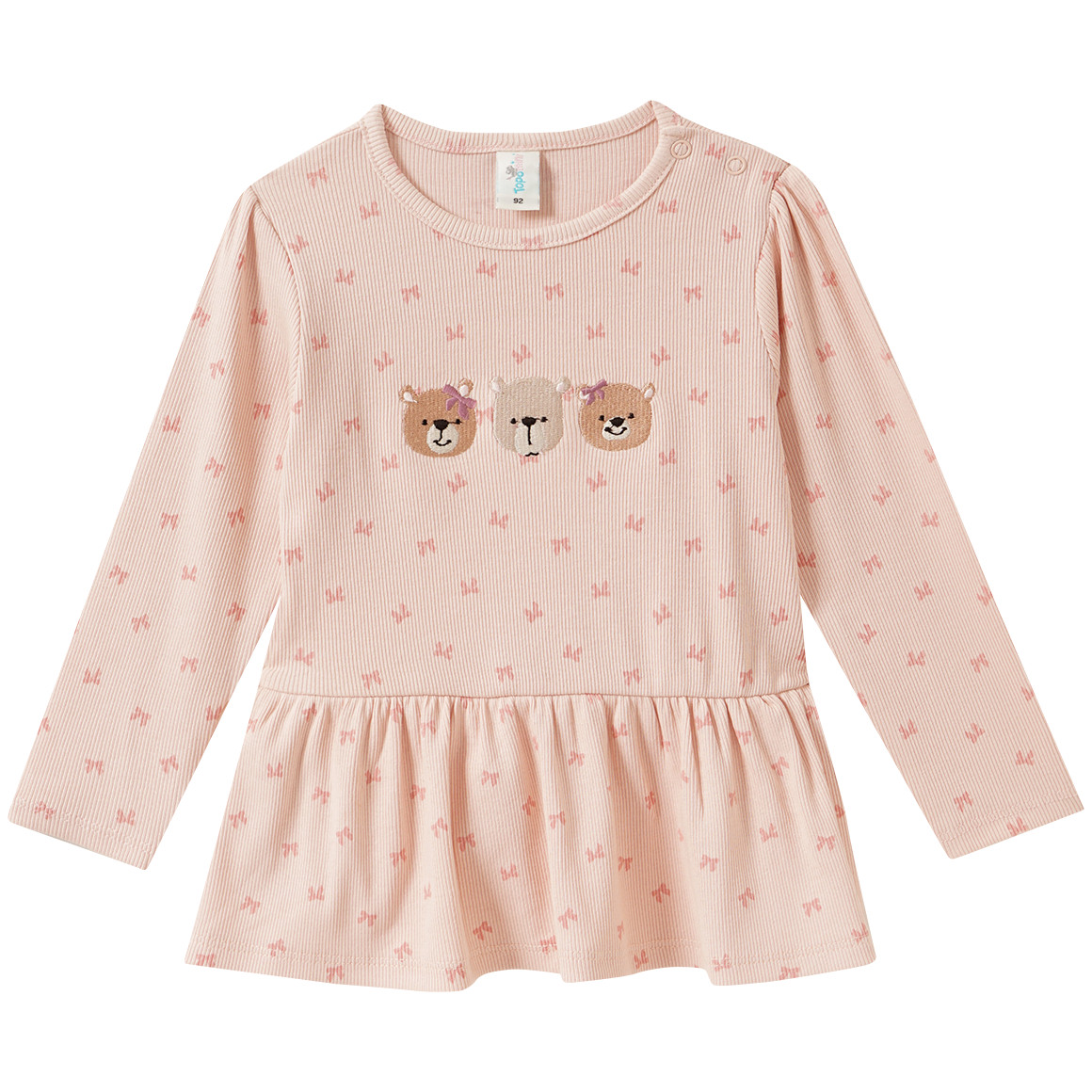 Baby Langarmshirt mit Bärchen-Stickerei von Topomini