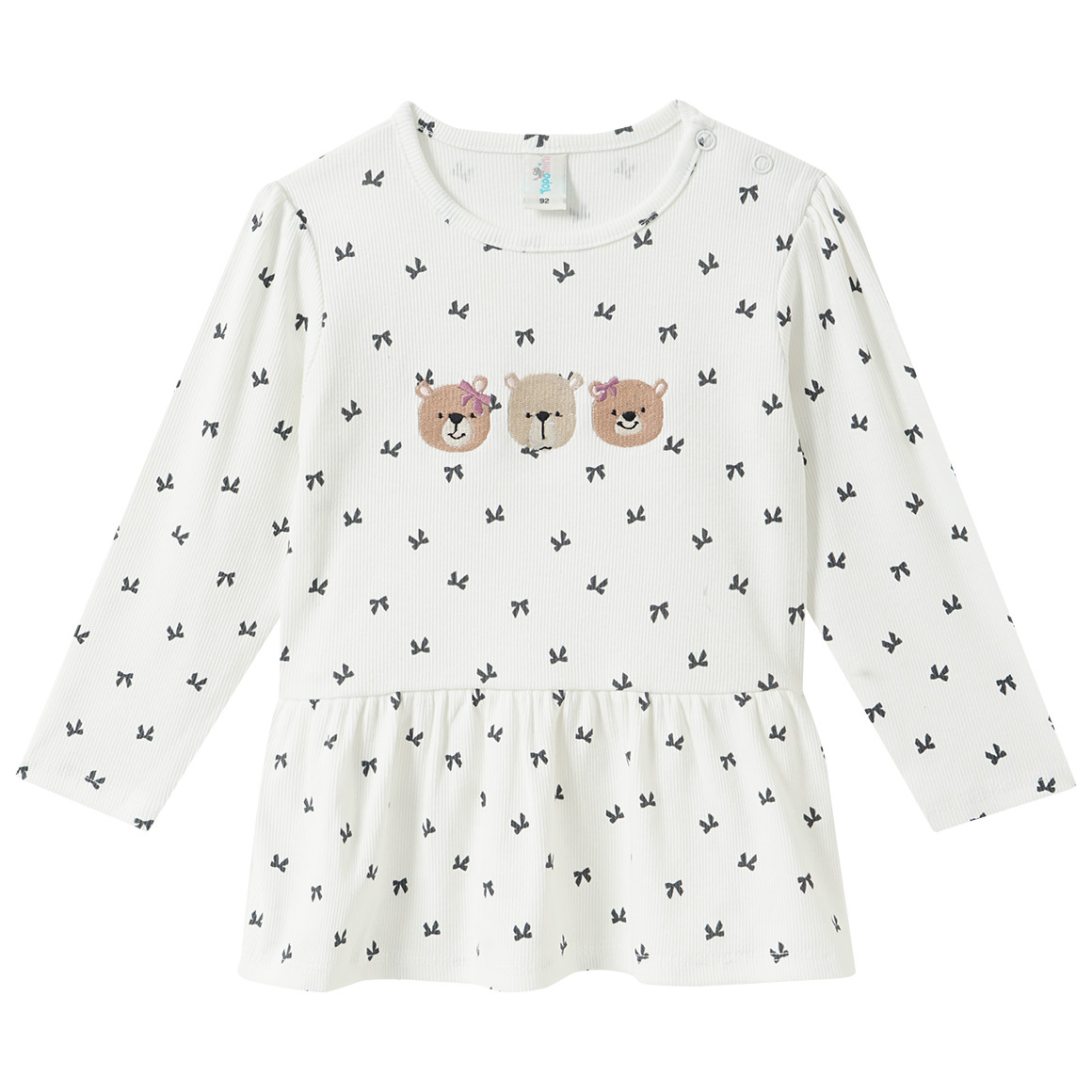 Baby Langarmshirt mit Bärchen-Stickerei von Topomini