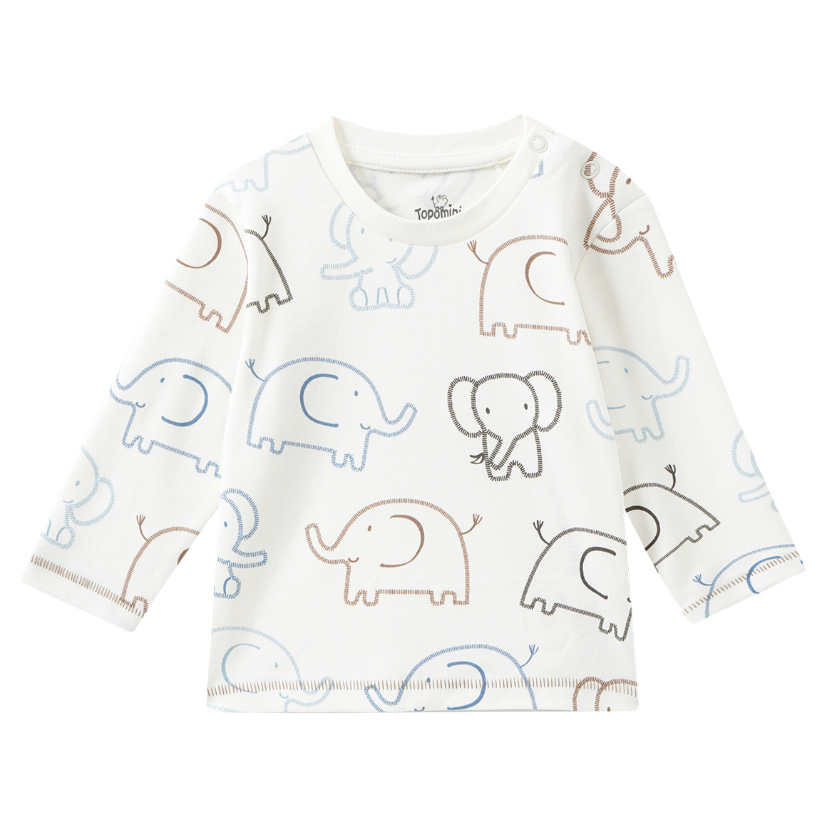 Baby Langarmshirt mit Elefanten-Allover Baby Langarmshirt mit Elefanten-Allover von Topomini