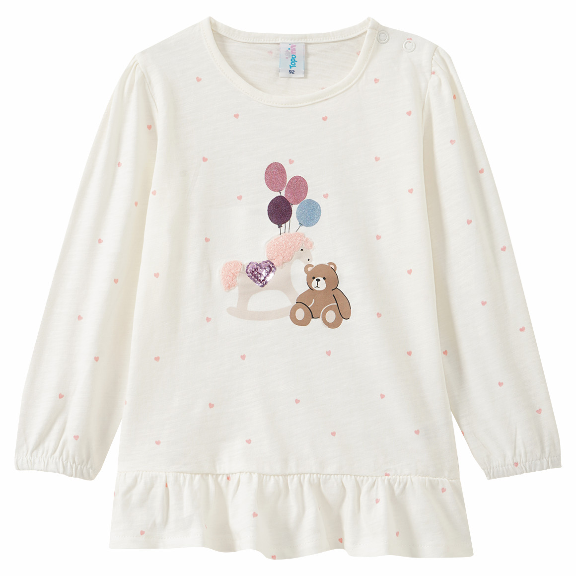 Baby Langarmshirt mit Pferde-Motiv von Topomini