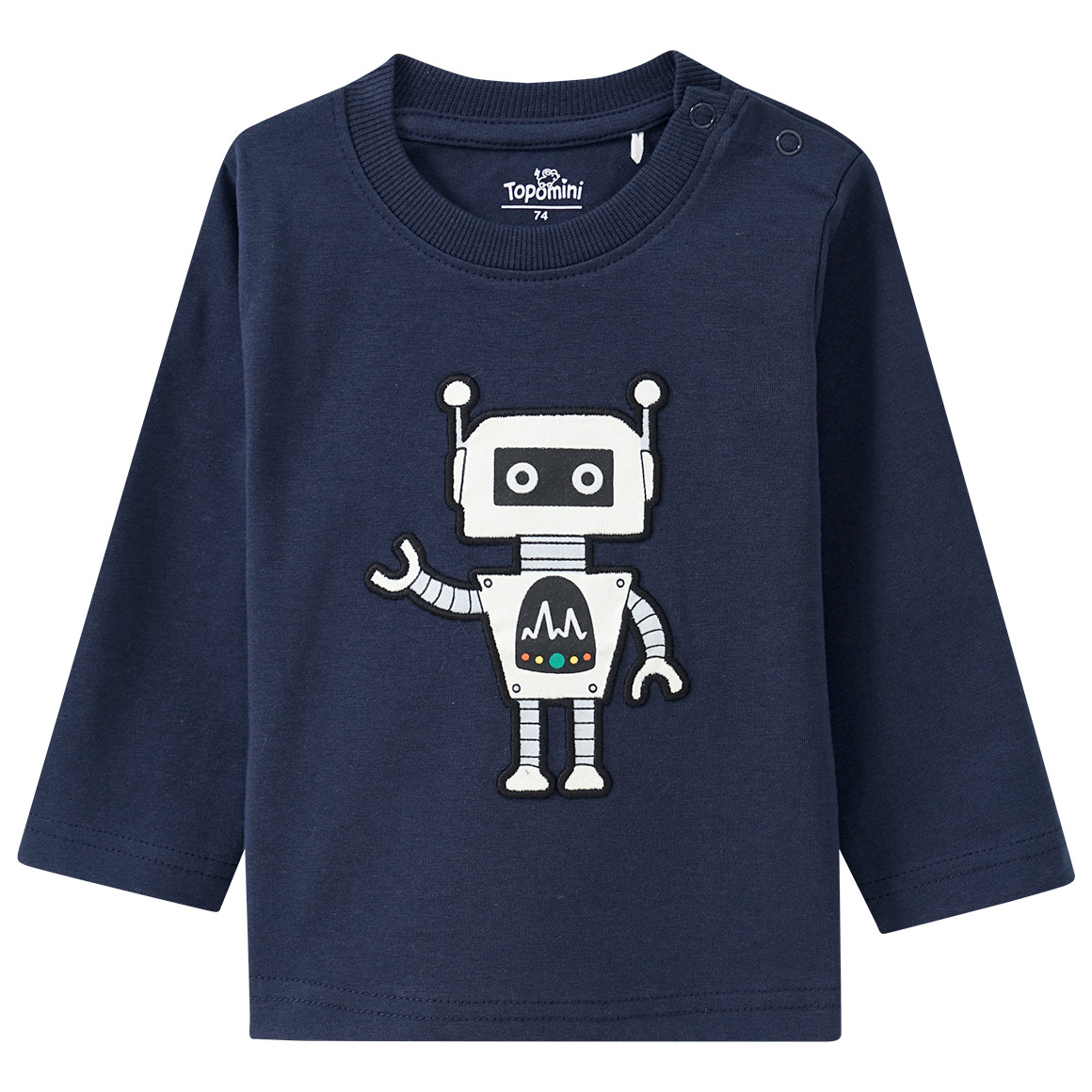 Baby Langarmshirt mit Roboter-Applikation von Topomini