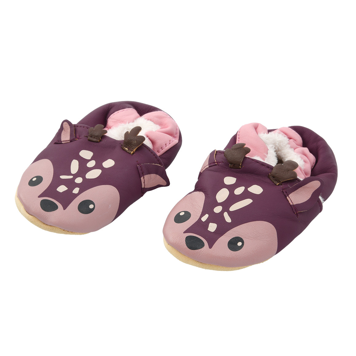 Baby Leder-Krabbelschuhe mit Reh-Motiv von Topomini