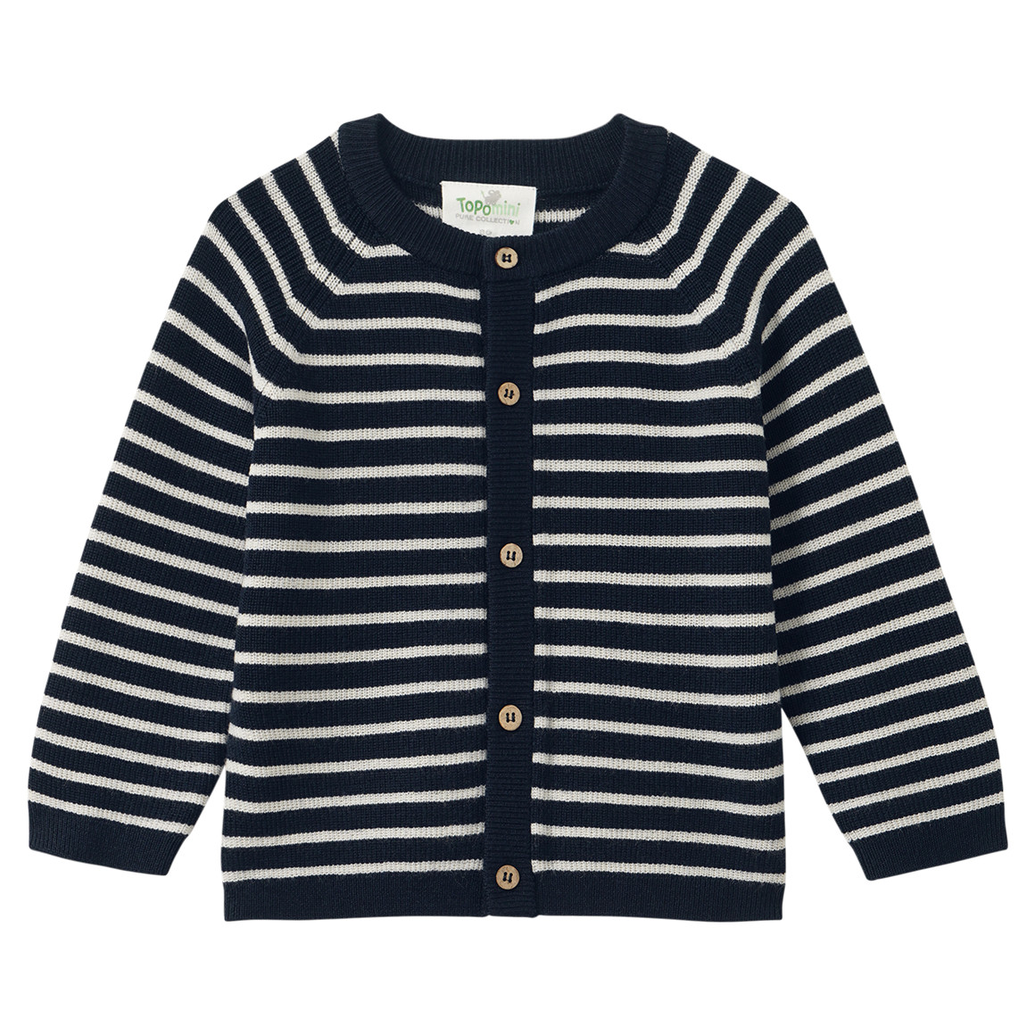 Baby Merino-Strickjacke mit Streifen von Topomini