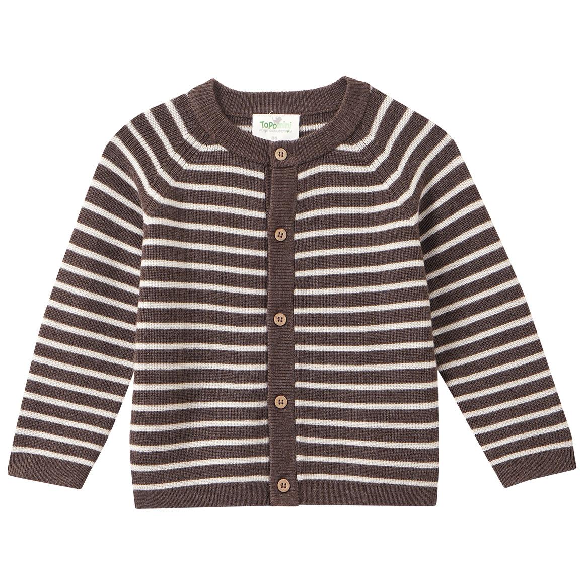 Baby Merino-Strickjacke mit Streifen von Topomini