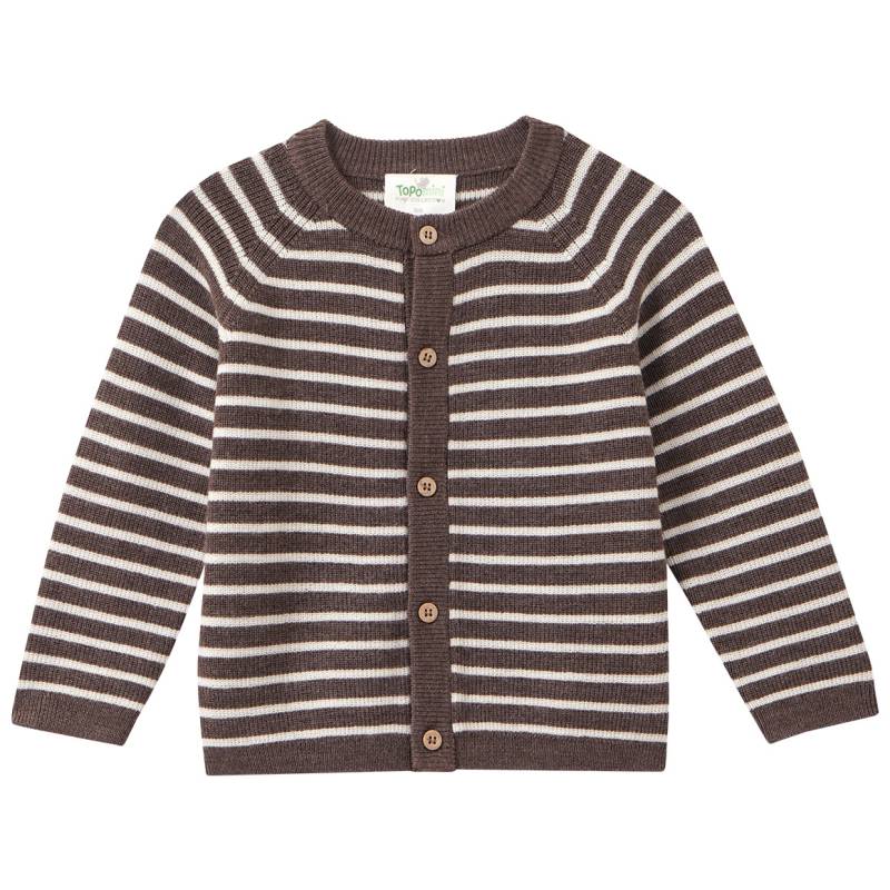 Baby Merino-Strickjacke mit Streifen von Topomini