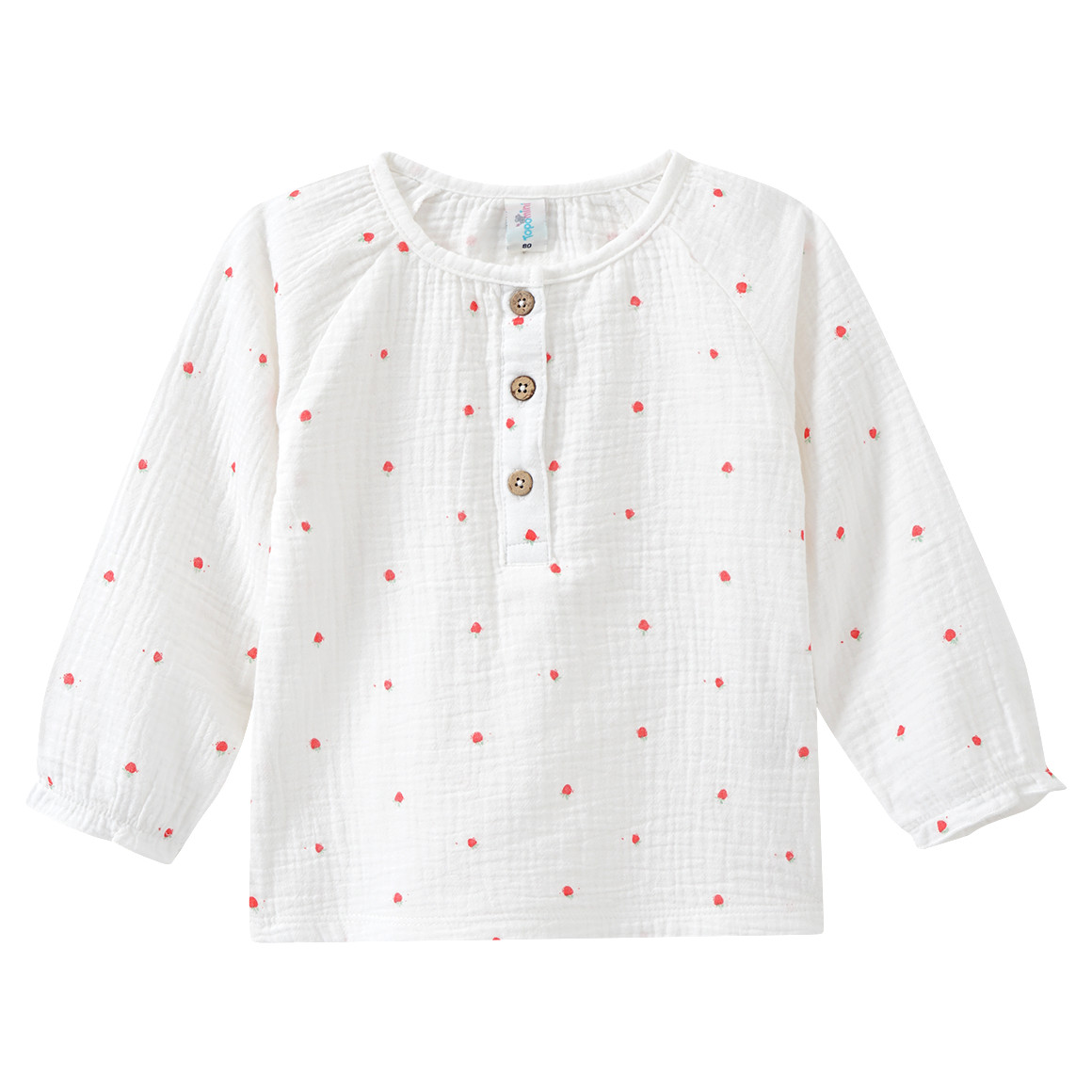 Baby Musselin-Bluse mit Erdbeer-Print Baby Musselin-Bluse mit Erdbeer-Print von Topomini