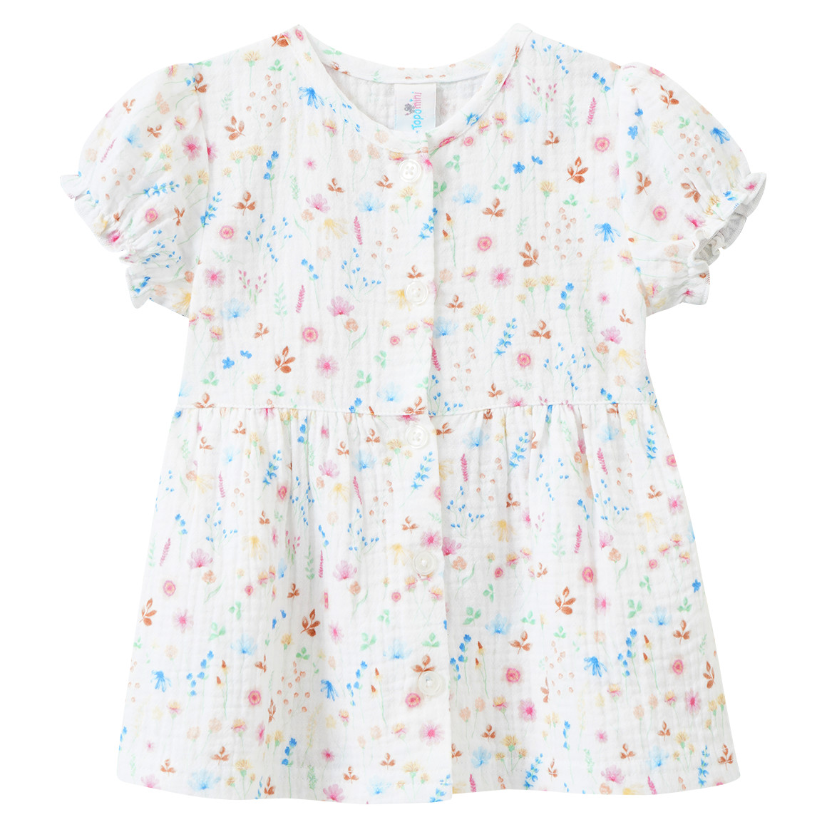 Baby Musselin-Bluse mit bunten Blumen von Topomini