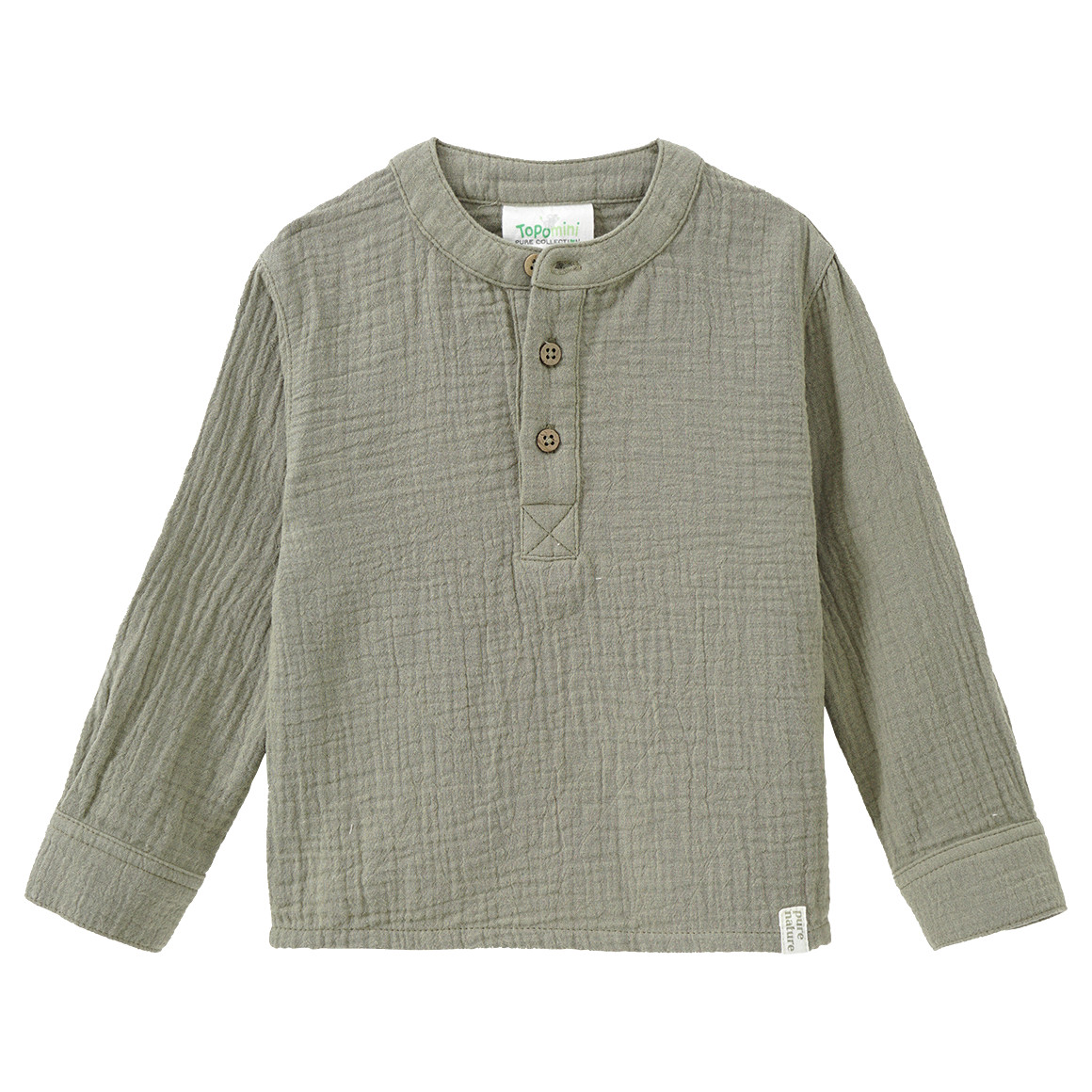 Baby Musselin-Hemd mit Stehkragen von Topomini