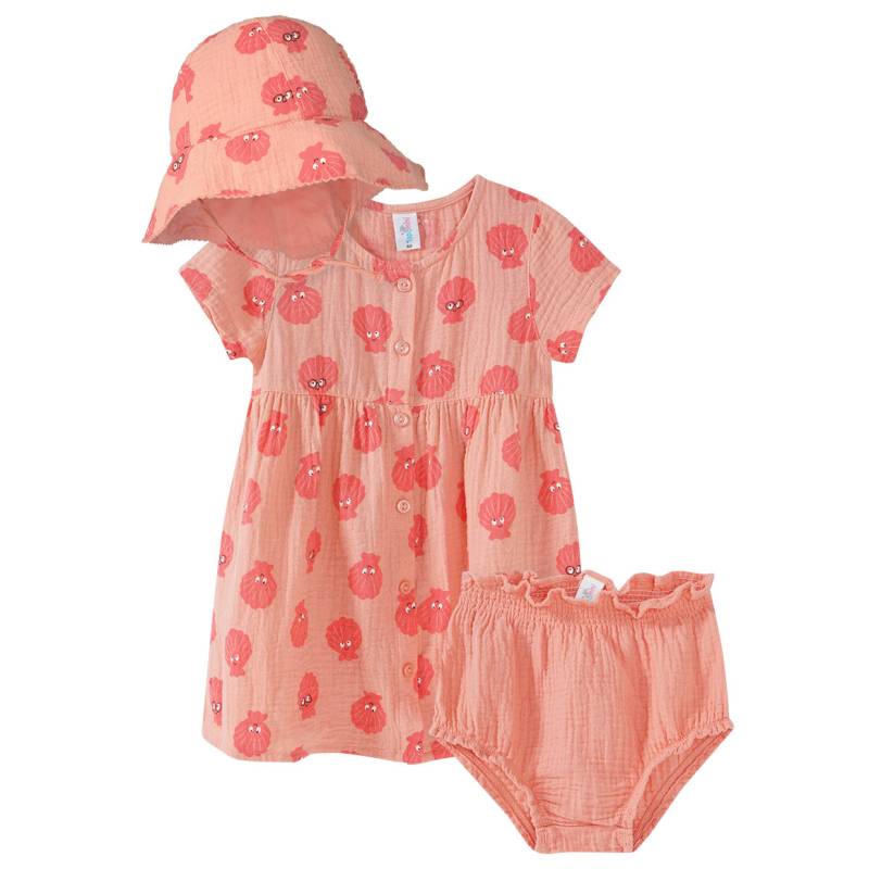 Baby Musselin-Set aus Kleid, Shorts und Hut von Topomini