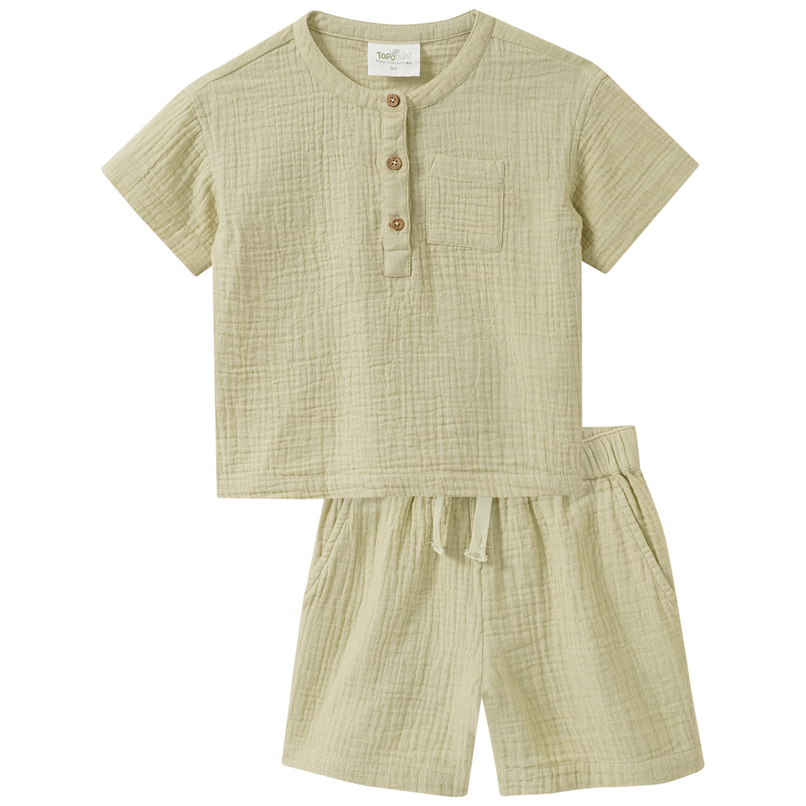 Baby Musselin-Set mit Shirt und Shorts von Topomini