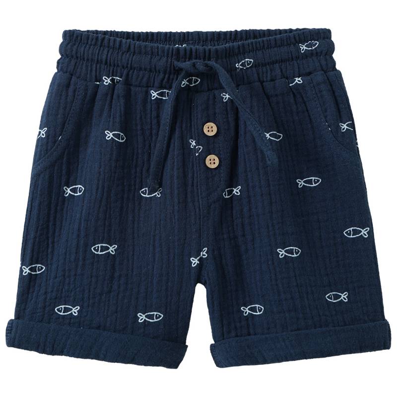 Baby Musselin-Shorts mit Fisch-Print Baby Musselin-Shorts mit Fisch-Print von Topomini