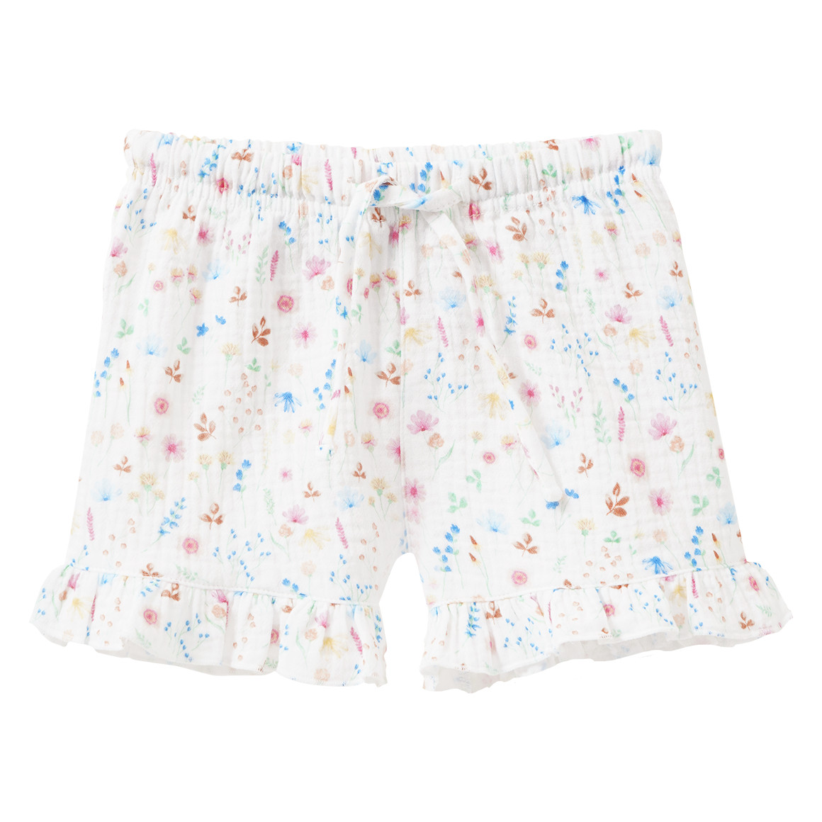 Baby Musselin-Shorts mit bunten Blumen von Topomini