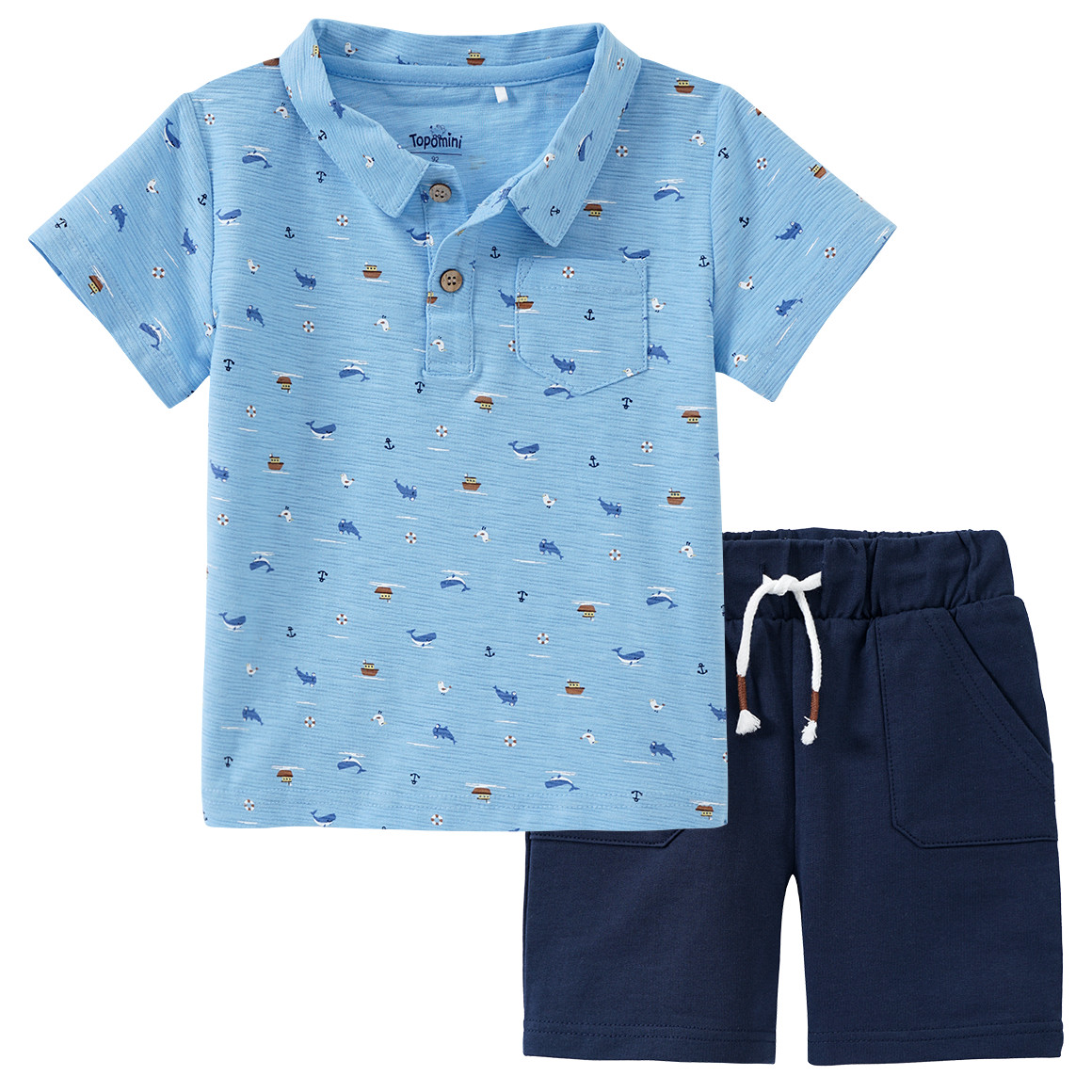 Baby Poloshirt und Joggingshorts im Set Baby Poloshirt und Joggingshorts im Set von Topomini