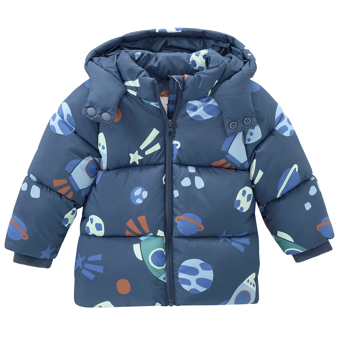 Baby Pufferjacke mit Weltraum-Allover von Topomini