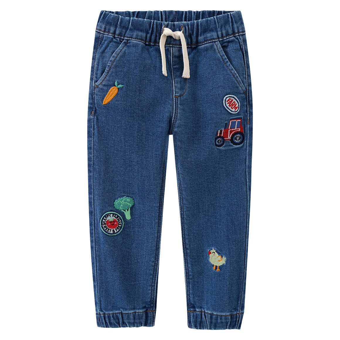 Baby Pull-on-Jeans mit Stickereien von Topomini
