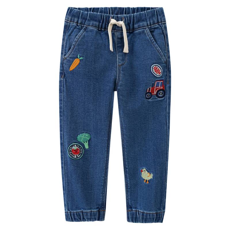 Baby Pull-on-Jeans mit Stickereien von Topomini
