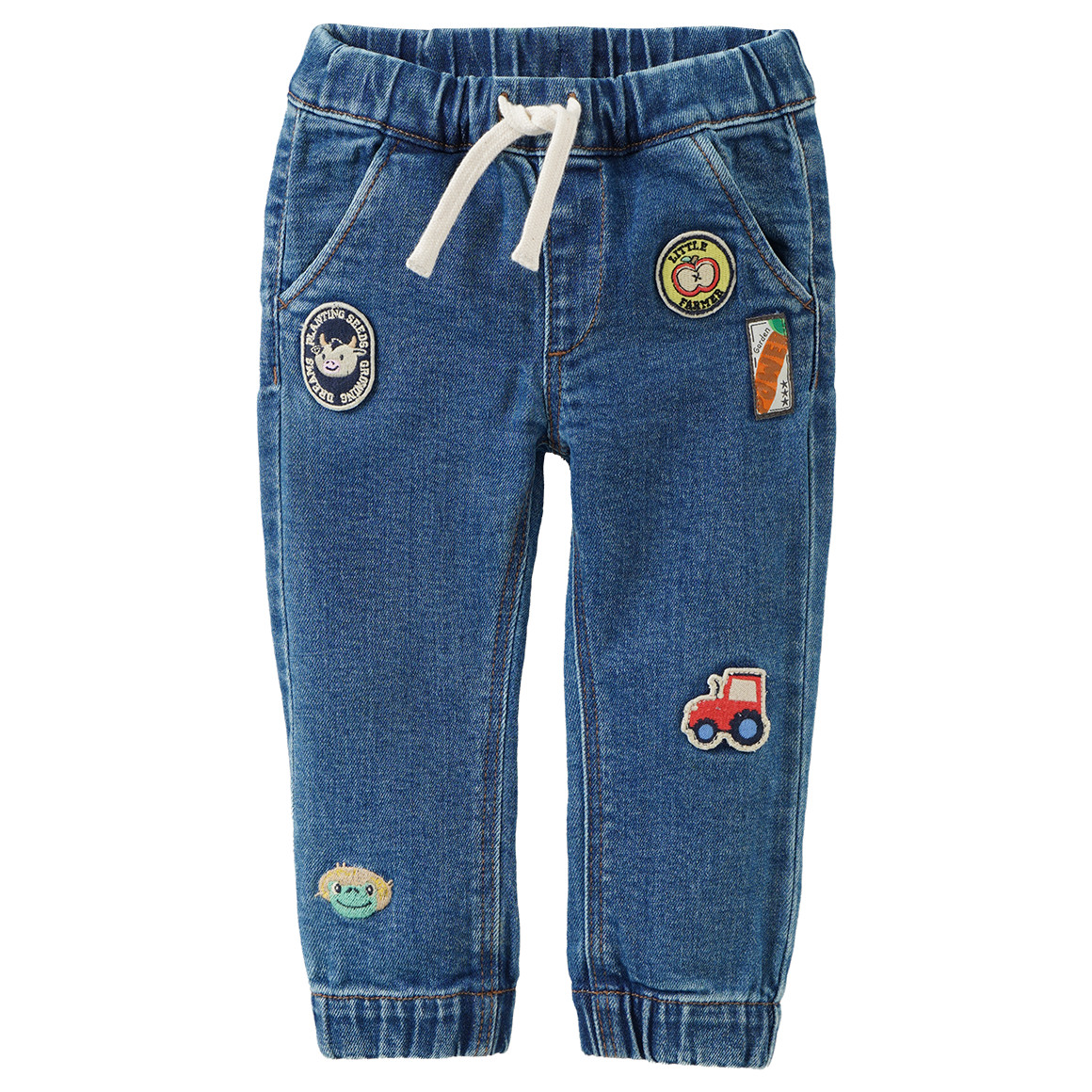Baby Pull-on-Jeans mit Stickereien von Topomini