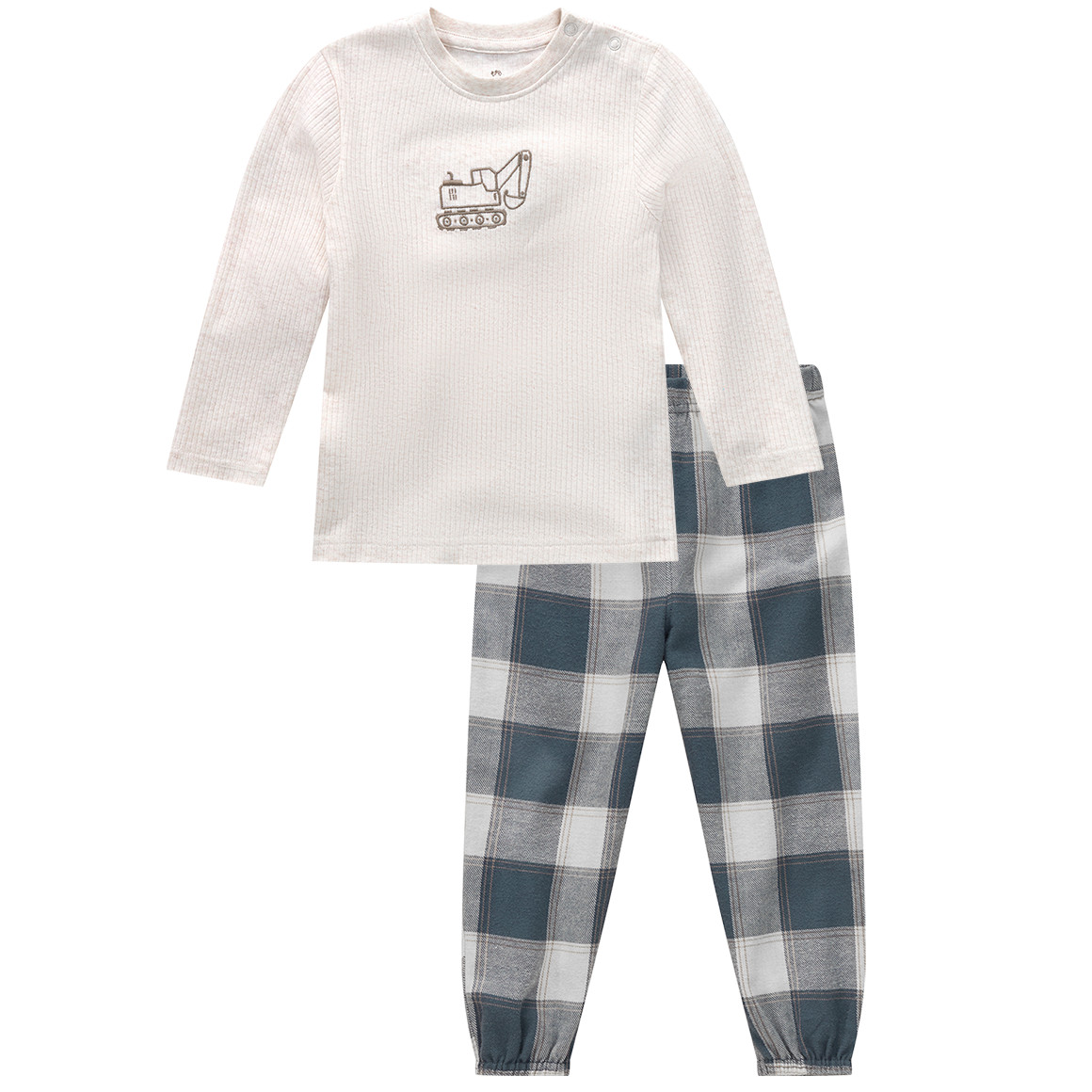 Baby Schlafanzug mit Bagger-Stickerei von Topomini
