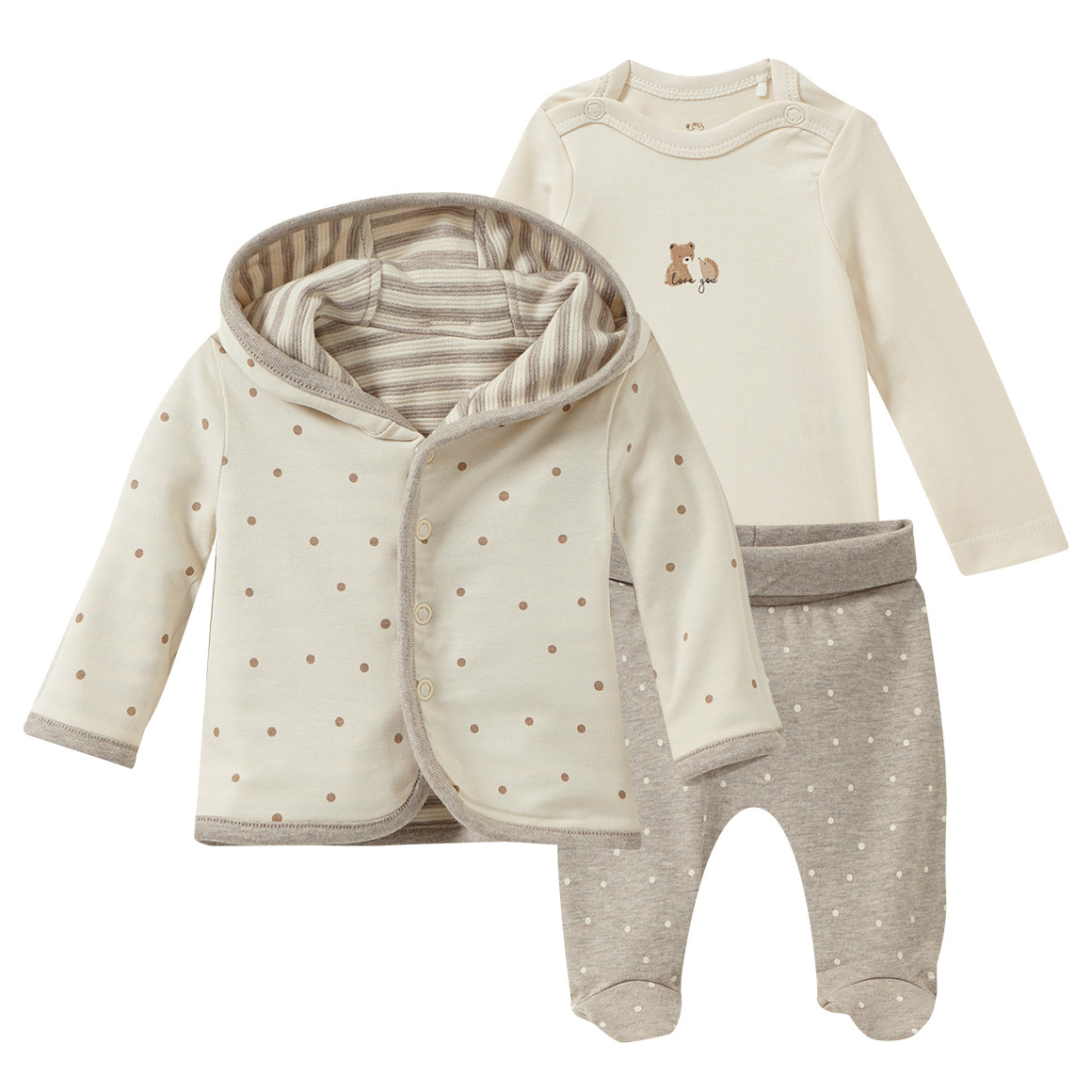 Baby Set aus Jacke, Body und Hose von Topomini