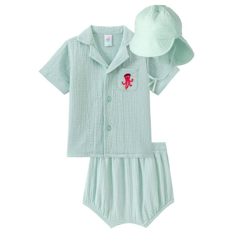 Baby Set aus Musselin-Hemd, Shorts und Hut von Topomini