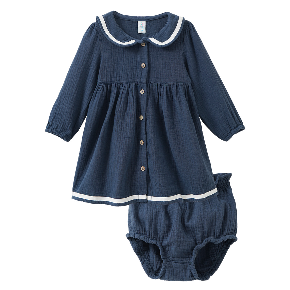 Baby Set aus Musselin-Kleid mit Shorts von Topomini