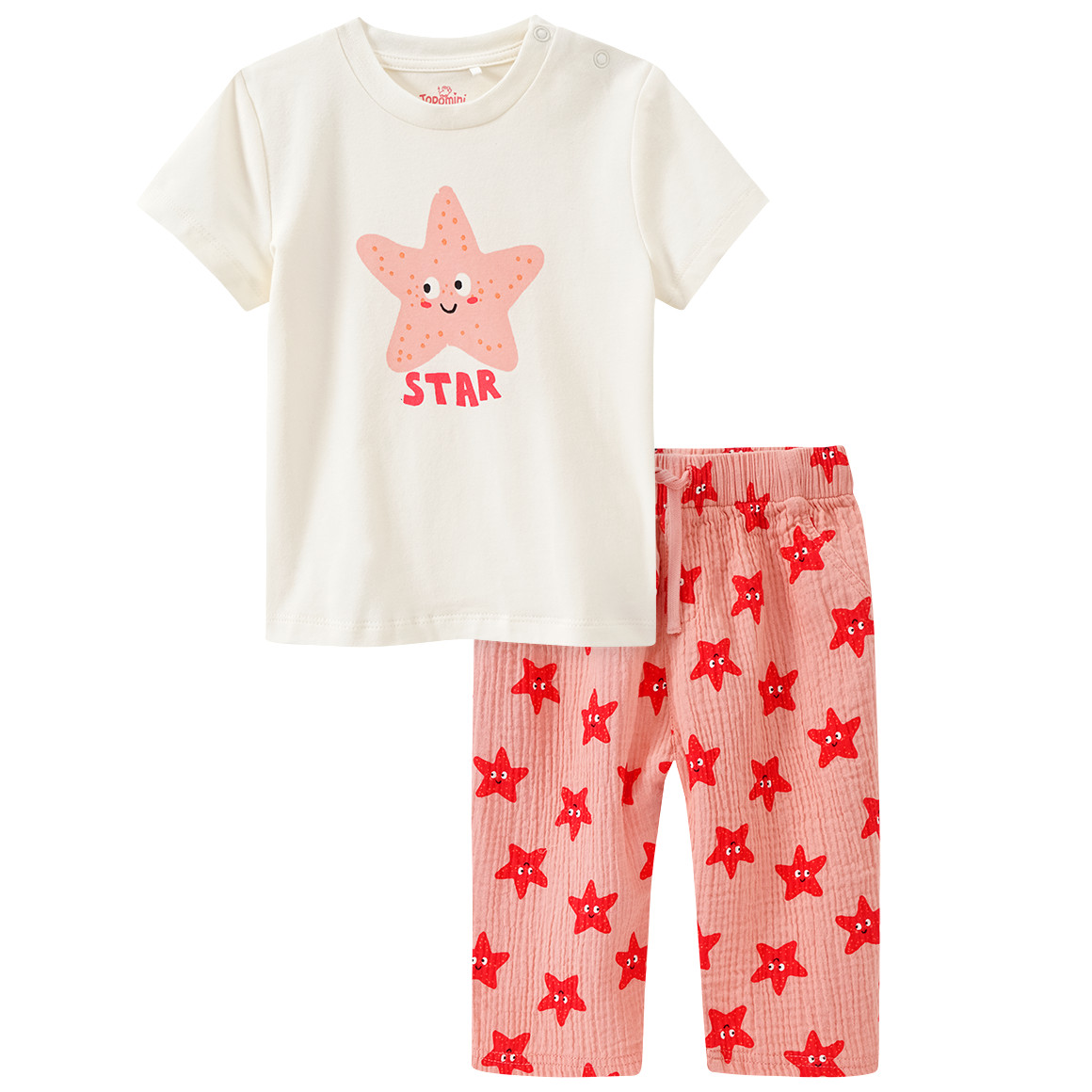Baby Set aus T-Shirt und Musselin-Hose Baby Set aus T-Shirt und Musselin-Hose von Topomini
