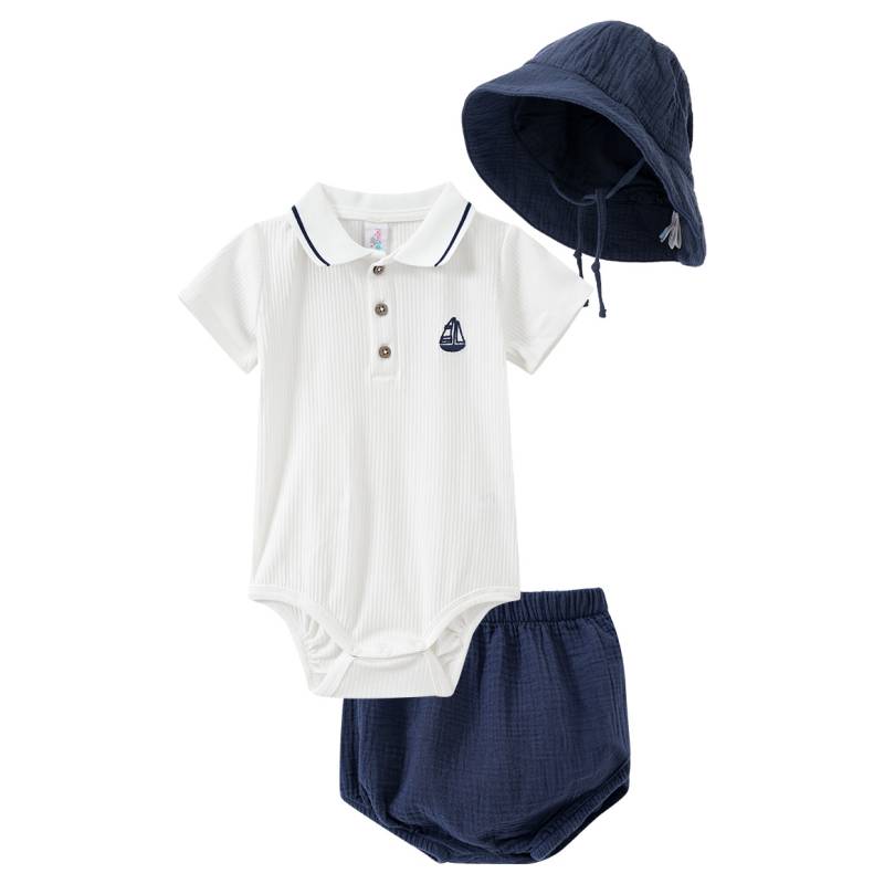 Baby Set mit Body, Shorts und Mütze von Topomini