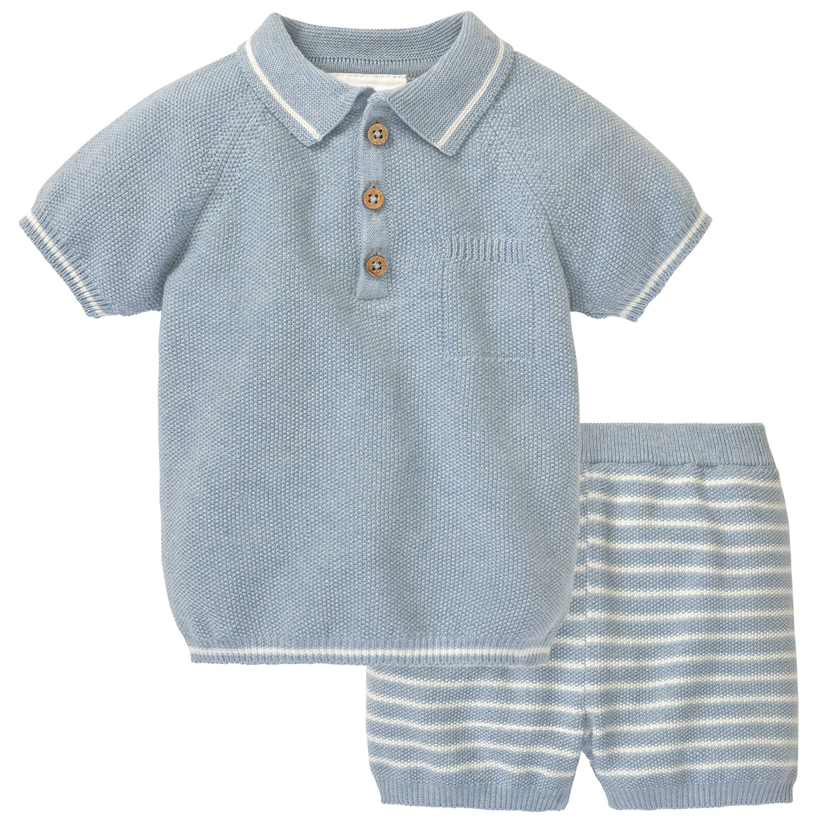 Baby Strick-Poloshirts und Shorts im Set Baby Strick-Poloshirts und Shorts im Set von Topomini