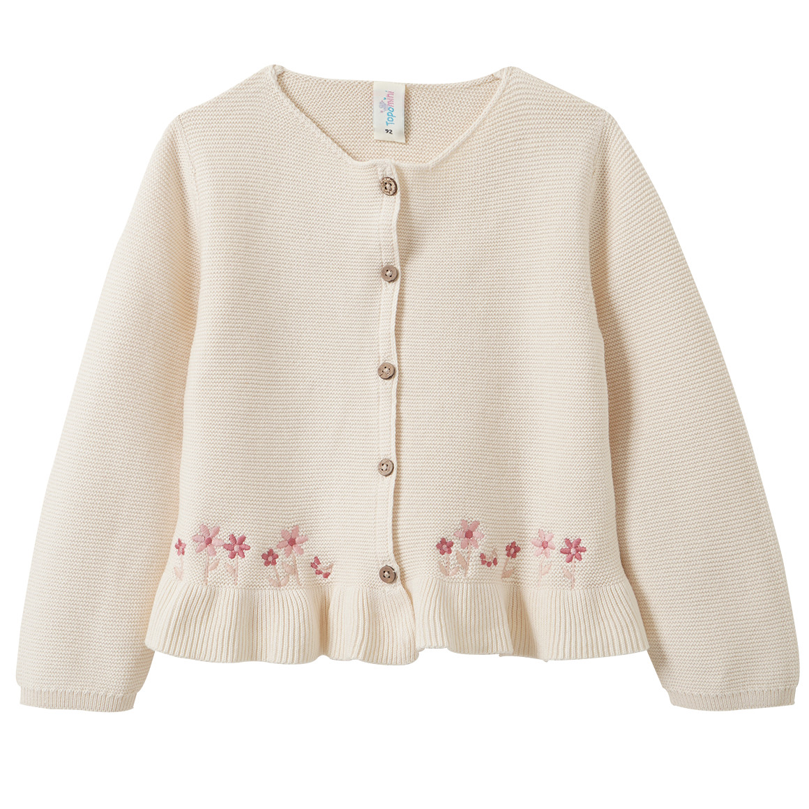Baby Strickjacke mit Blumen-Stickerei von Topomini