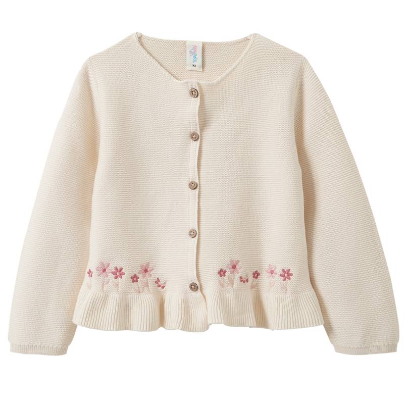 Baby Strickjacke mit Blumen-Stickerei von Topomini