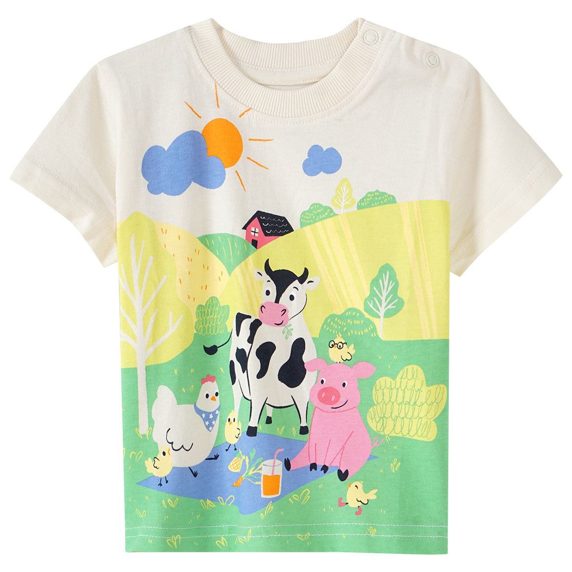 Baby T-Shirt mit Bauernhof-Print von Topomini