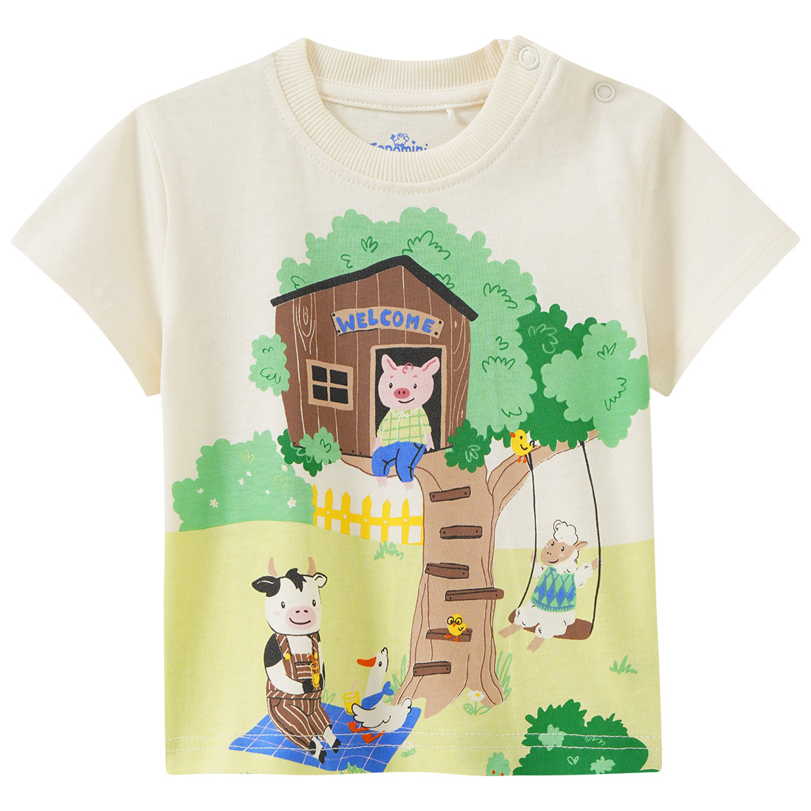 Baby T-Shirt mit Bauernhof-Print von Topomini