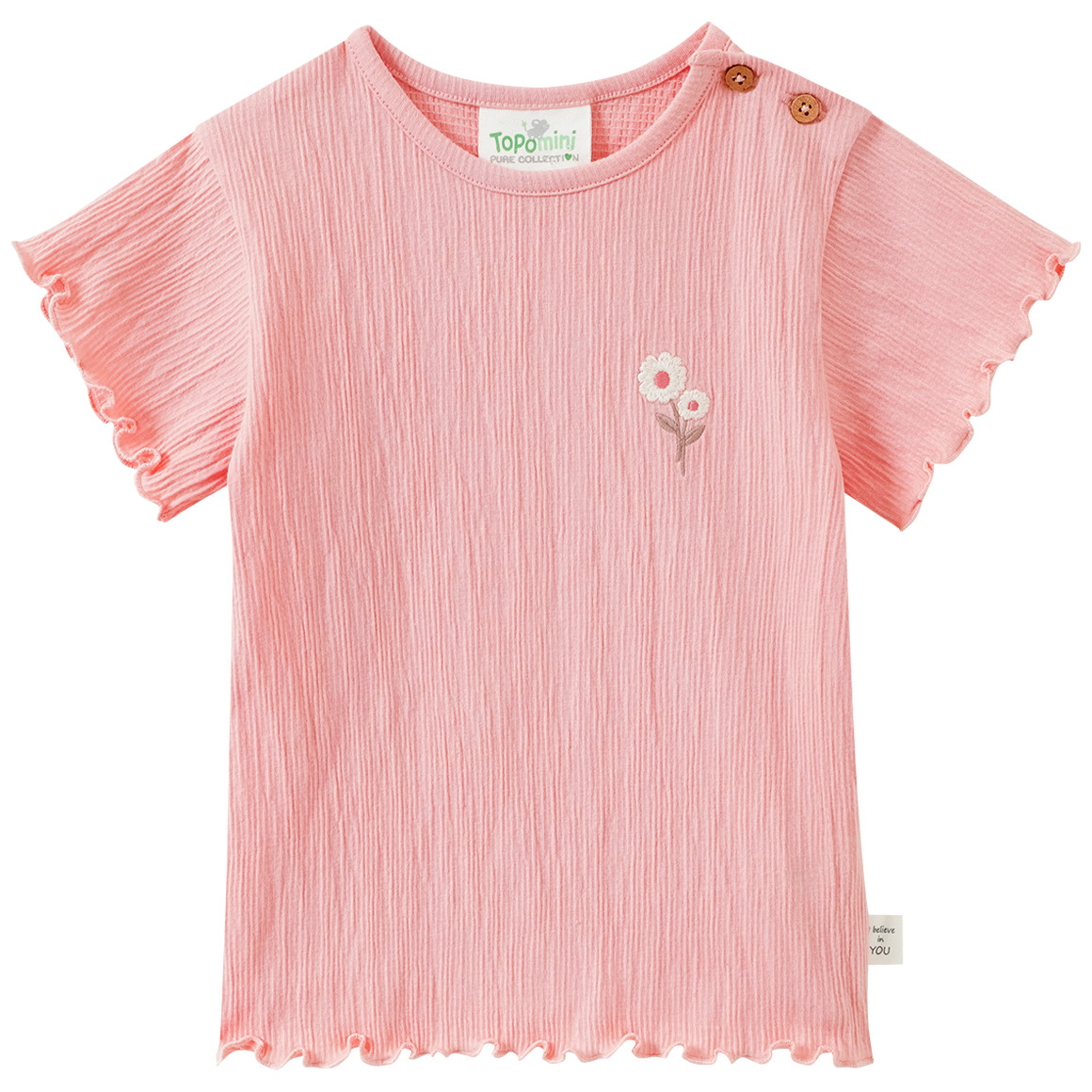 Baby T-Shirt mit Blumen-Stickerei von Topomini