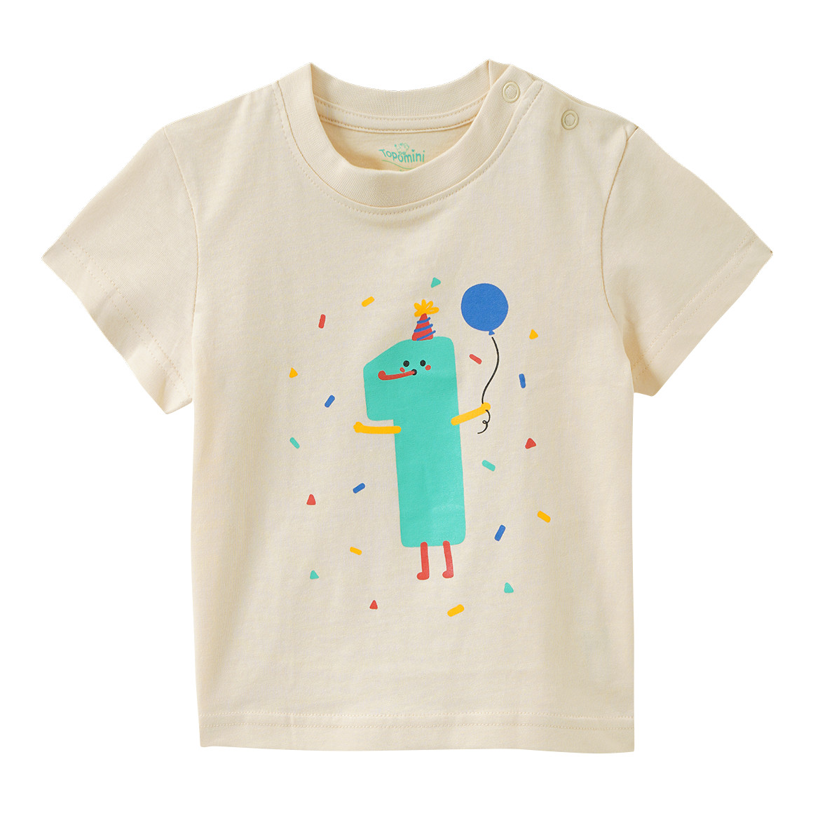 Baby T-Shirt mit Geburtstagszahl 1 von Topomini