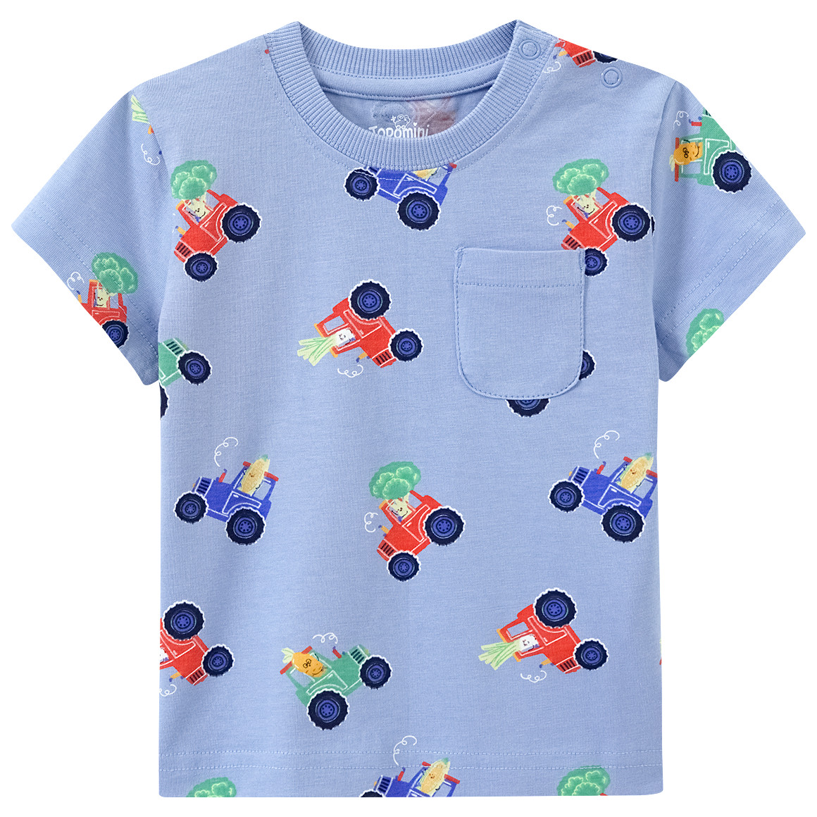Baby T-Shirt mit Traktor-Allover von Topomini