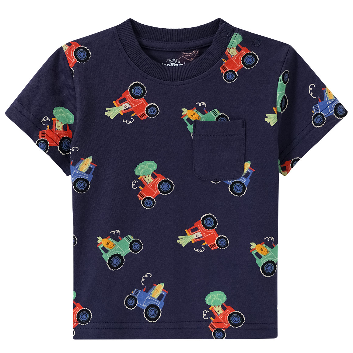 Baby T-Shirt mit Traktor-Allover von Topomini