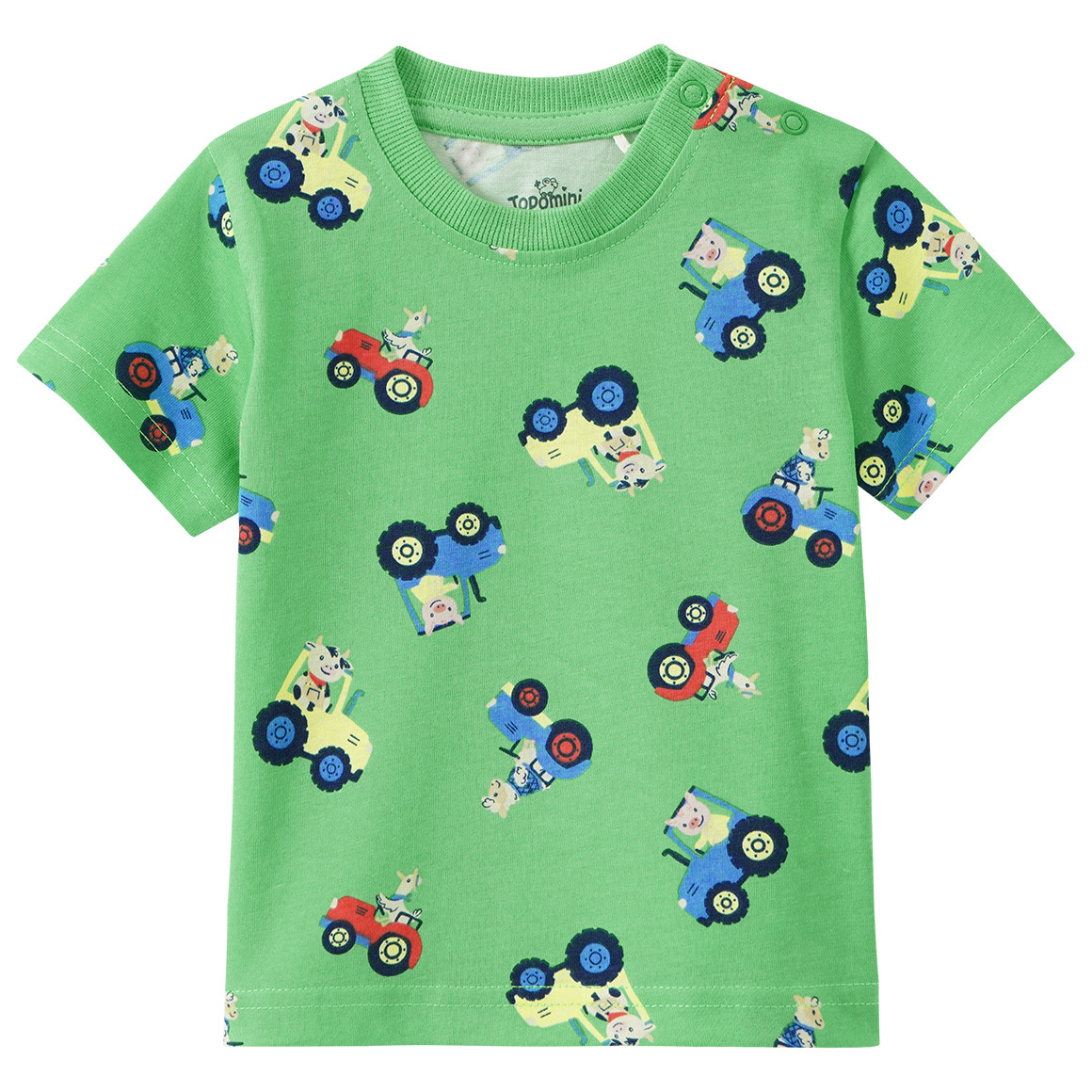 Baby T-Shirt mit Traktor-Allover von Topomini