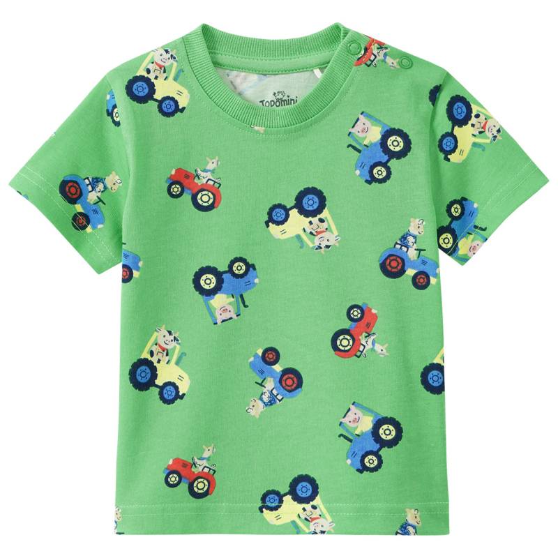 Baby T-Shirt mit Traktor-Allover von Topomini