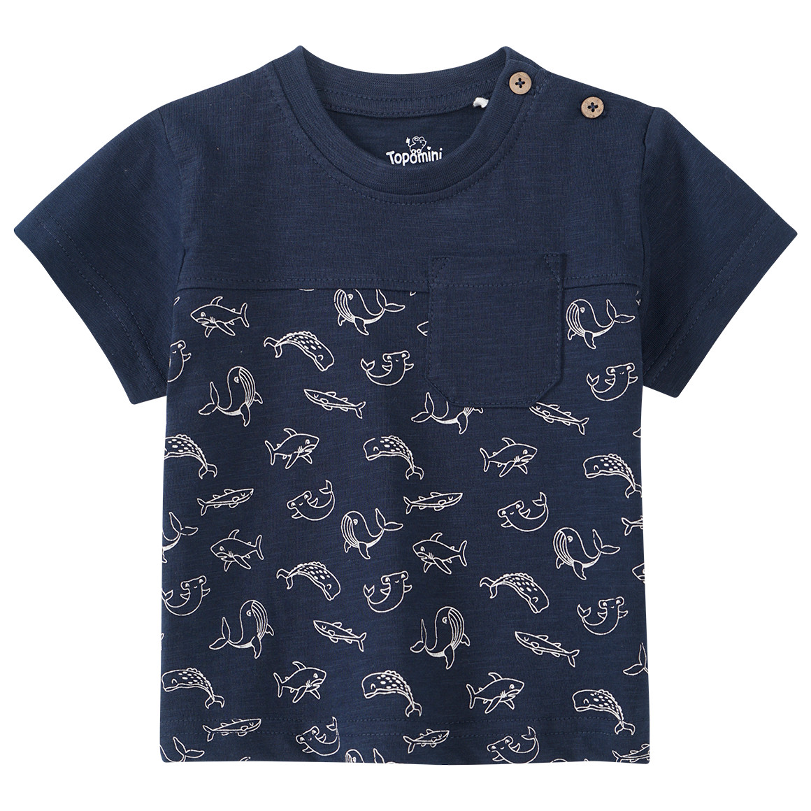 Baby T-Shirt mit Wal-Motiven von Topomini