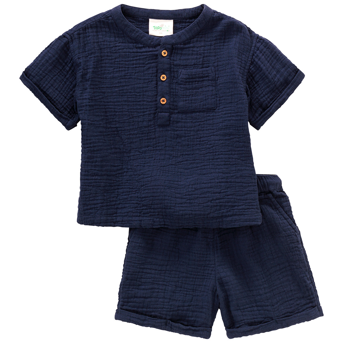 Baby T-Shirt und Shorts aus Musselin von Topomini