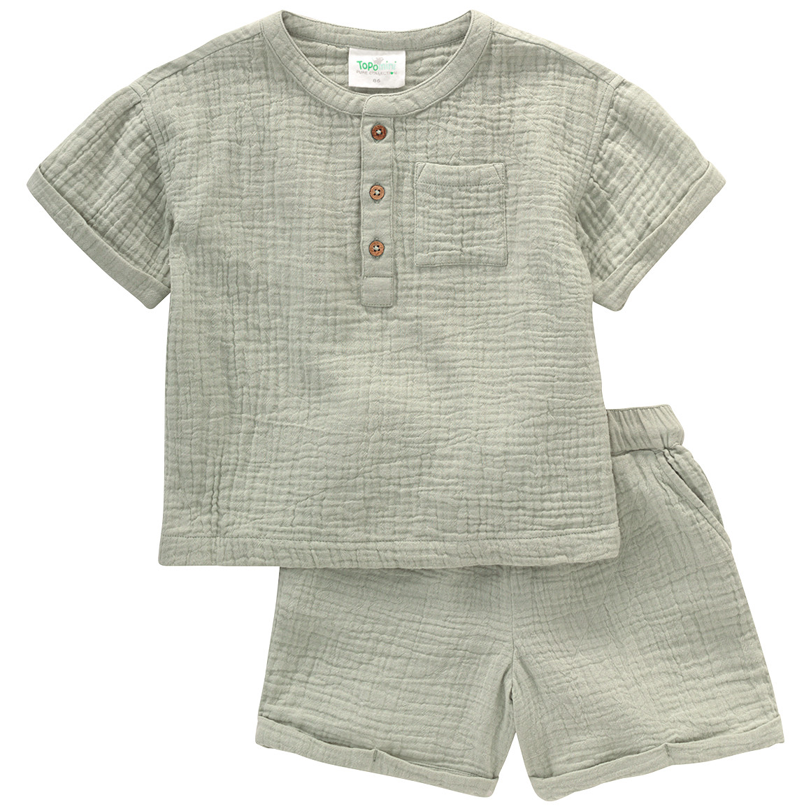 Baby T-Shirt und Shorts aus Musselin von Topomini