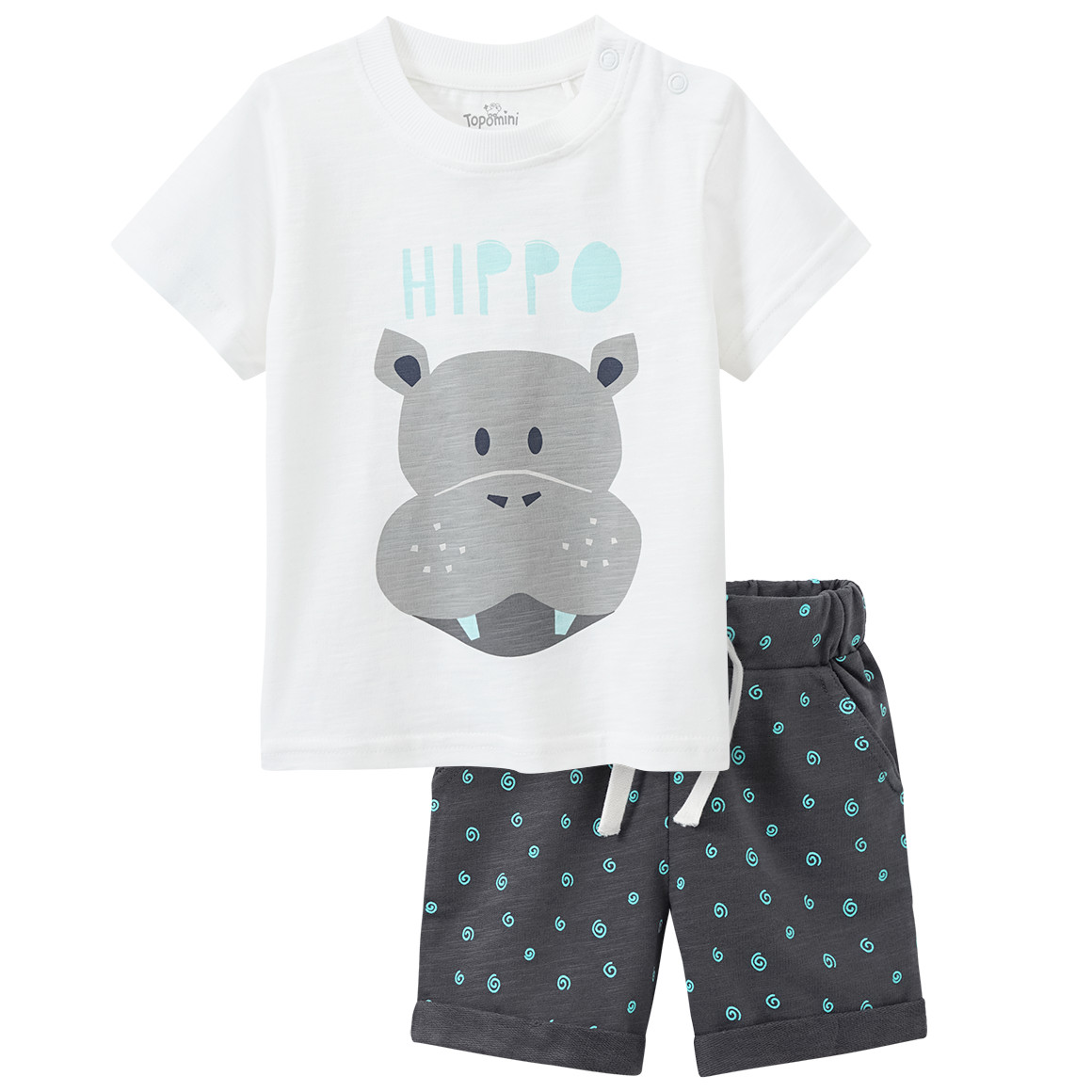 Baby T-Shirt und Shorts mit tierischem Motiv von Topomini