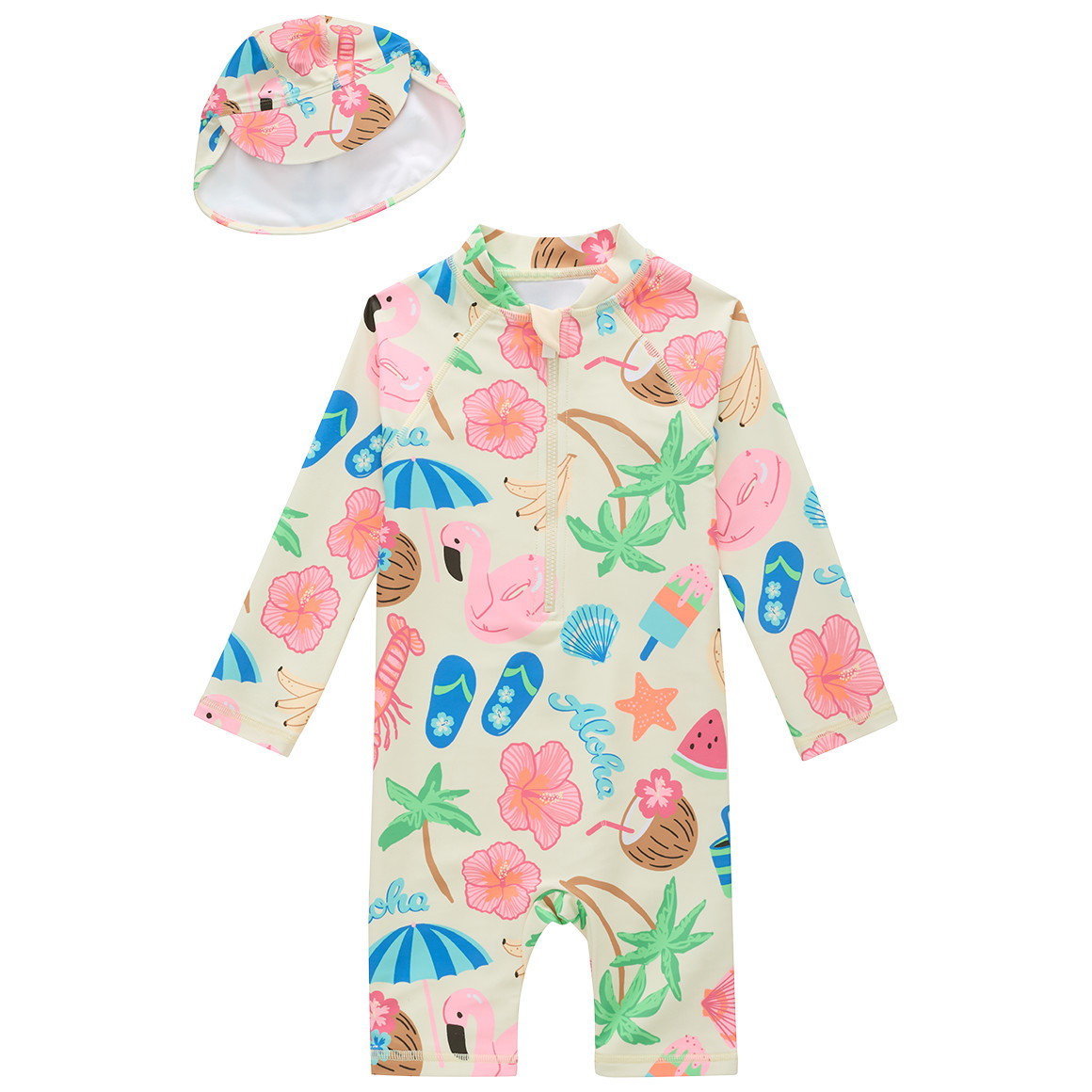 Baby UV-Set mit Badeoverall und Kappe UPF60 von Topomini