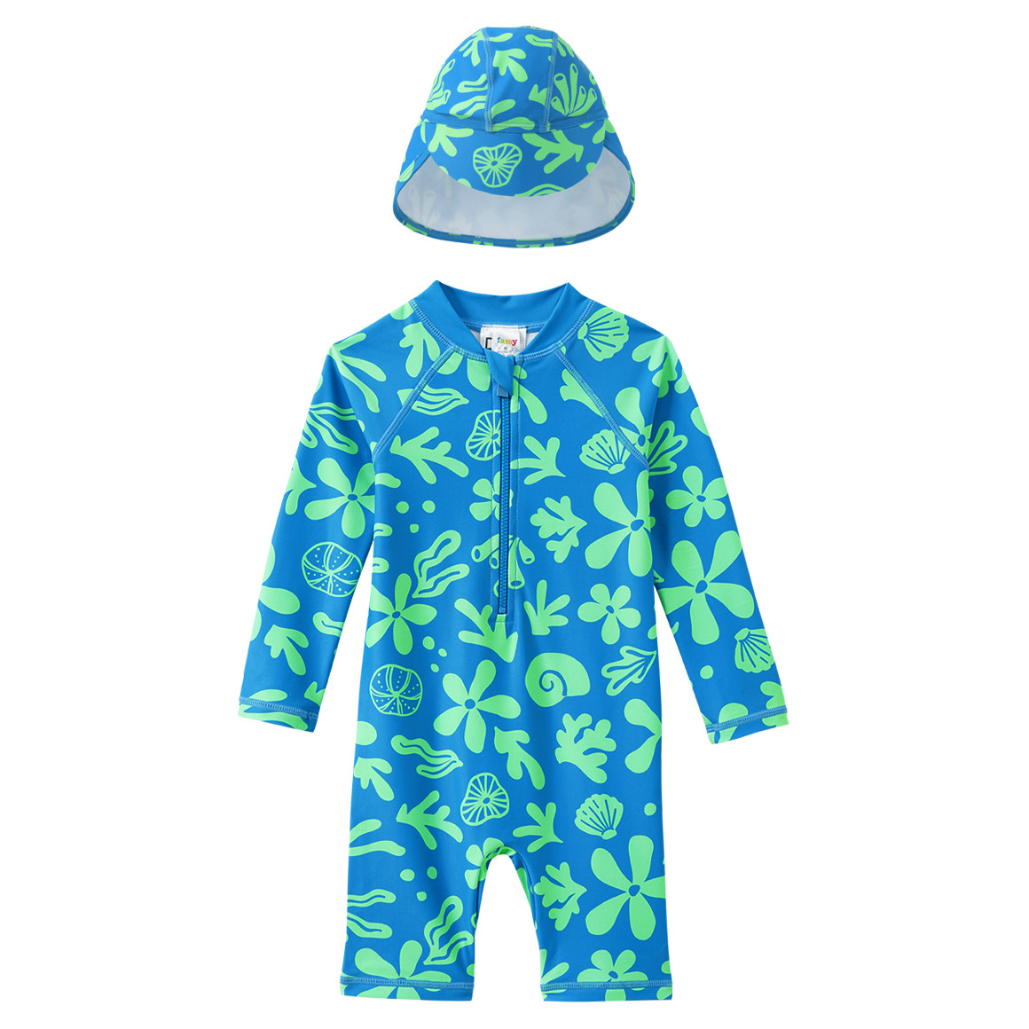 Baby UV-Set mit Badeoverall und Kappe UPF60 von Topomini