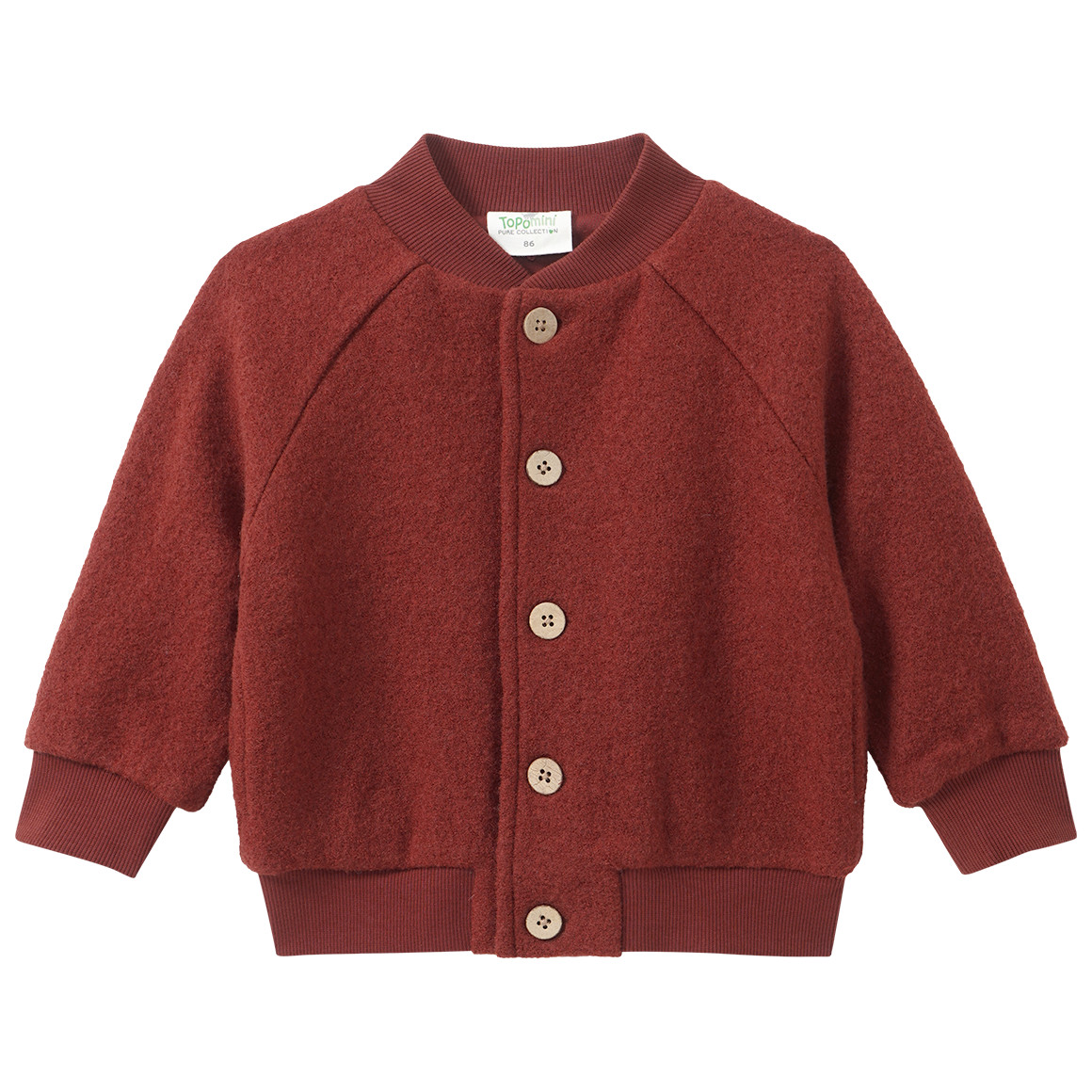 Baby Wollwalk-Blousonjacke mit Rippbündchen Baby Wollwalk-Blousonjacke mit Rippbündchen von Topomini